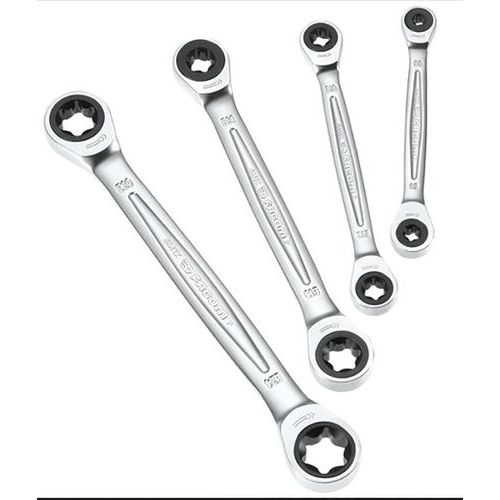 Facom - Jeu de 4 clés polygonales Torx à cliquet - Finition chromée - Outillage à main professionnel