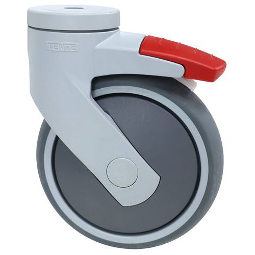 Tente - Roulette pivotante à frein 125mm Caoutchouc - Charge 200kg - Usage Collectivité - Gris