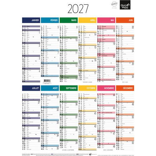 Quo Vadis - Calendrier Vertical Arc en Ciel 12 Mois - 43x55cm - Éco-responsable et Recyclable