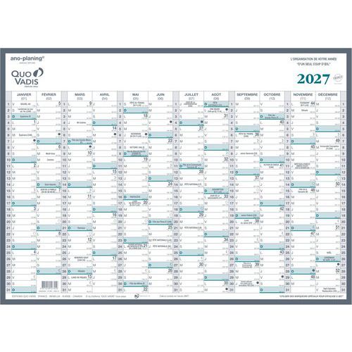Quo Vadis - Calendrier Mural Manager 55x43cm Année Civile Éco-responsable PEFC