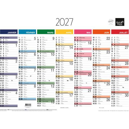 Quo Vadis - Calendrier Banque Arc en Ciel - 55,5 x 46 cm - 13 Mois - Éco-responsable
