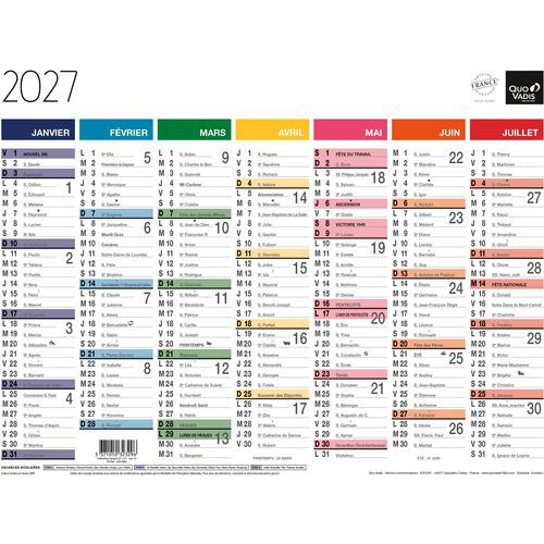 Quo Vadis - Calendrier Banque Arc-en-ciel - 27 x 21 cm - 13 mois - Éco-responsable