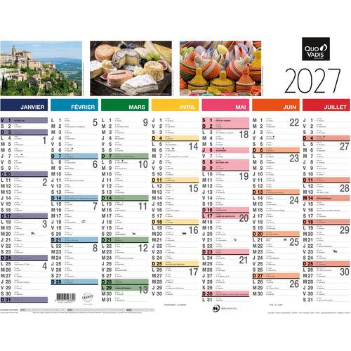Quo Vadis - Calendrier mural Tradition 2025 - 43x33,5 cm - 13 mois - Éco-responsable PEFC