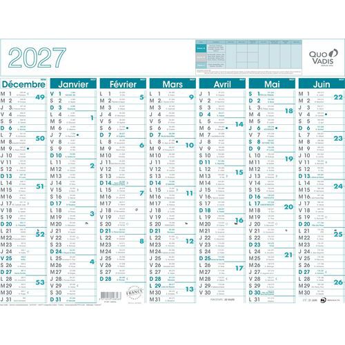 Quo Vadis - Calendrier Banque Affiche 43x33,5cm - 7 Mois - Année Civile - Éco-responsable PEFC