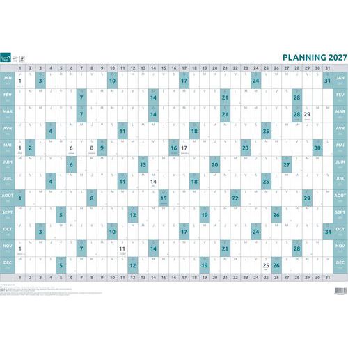 Quo Vadis - Calendrier Planning Annuel Éco-responsable - 90 x 63 cm - 12 Mois Année Civile - PEFC