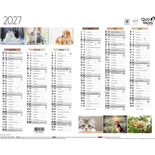Quo Vadis - Calendrier 2026 Animaux Fantaisie - 27x21 cm - 12 mois - Éco-responsable