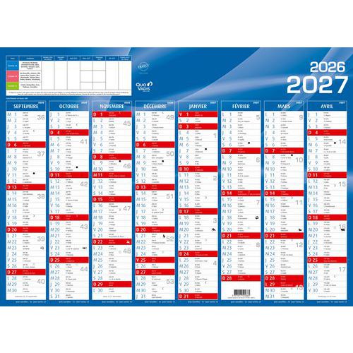 Quo Vadis - Calendrier Bancaire 16 Mois - 55 x 40,5 cm - Éco-responsable et Pratique