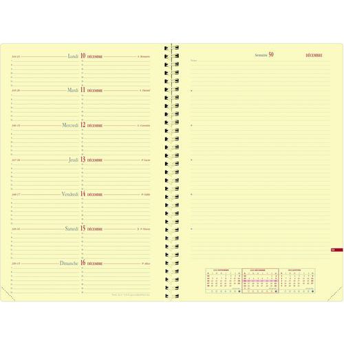 Quo Vadis - Recharge Agenda Semainier NoteS Prestige Jaune 16x24cm - 12 Mois Année Civile - Éco-responsable