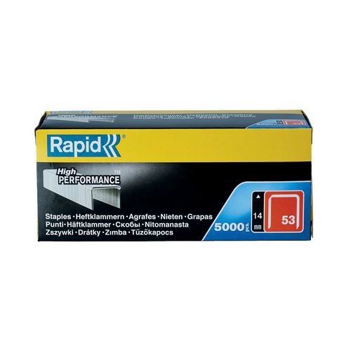 Rapid - Agrafes 53/14mm Galvanisées - Boîte de 5000 - Acier Résistant