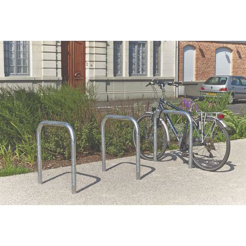 Mottez - Support Vélo Arceau Anti-glissement 2 Places - Finition Galvanisée Gris - Robuste et Durable