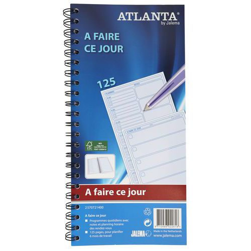 Djois Made By Tarifold - Carnet à faire ce jour Rose - 297x140mm - 125 pages lignées - Spirale - Éco-responsable