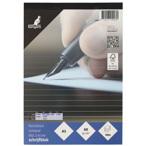 Fastprint - Bloc-notes A5 Lignes 100 pages 60g/m² Carton Blanc - Idéal Bureau et Études
