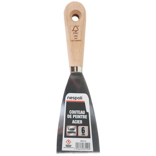 Couteau de peintre Nespoli - Lame acier inoxydable 6cm - Manche bois FSC - Outillage spécialisé