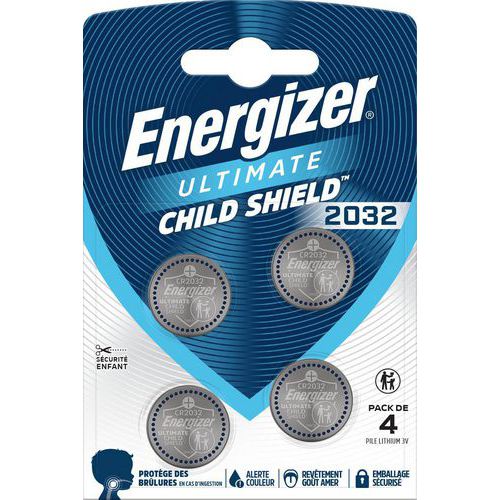 Energizer - Piles CR2032 Ultimate Lithium - Lot de 4 - Haute performance et longue durée