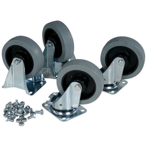 Roulettes en caoutchouc Ø 160 mm pour benne basculante - Lot de 4 (2 fixes, 2 pivotantes) - Gestion des déchets
