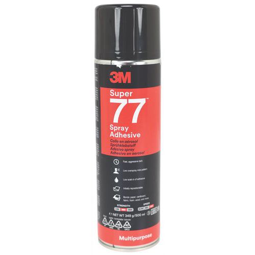 3M - Colle Polyvalente 77 Aérosol 500 ml - Fixation Rapide et Durable - Multi-usage Transparent