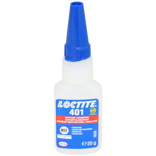 Loctite - Colle d'assemblage PRISM 401 - Adhésif instantané liquide transparent 20g - Prise rapide multi-usage
