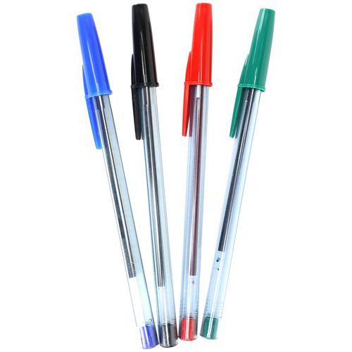Pichon - Etui 4 stylos bille recyclés - 4 couleurs, pointe 1mm, rétractables, éco-responsable