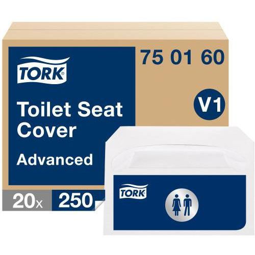 Tork - Couvre-sièges jetables en papier blanc - Lot de 250 pièces - Hygiène et confort