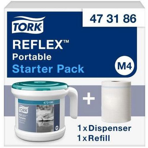 Tork - Distributeur Rouleau à dévidage central M4 - Blanc/bleu - 258cm H x 226mm L x 240cm P - Essuie-mains professionnel