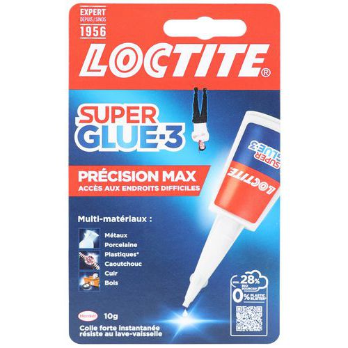 Loctite - Super Glue 3 Précision - Colle Liquide Transparente 10g - Prise Rapide 10s - Multi-usage