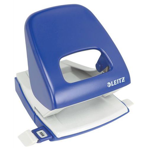 Leitz - Perforatrice de bureau 30 feuilles - Bleu - Métal, 2 trous, 8cm entraxe, Éco-responsable