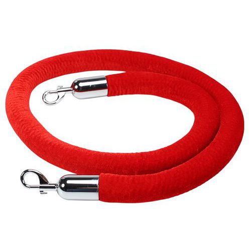 Showdown Displays - Corde Velours Rouge 1,5m Crochets Chromés - Usage Tertiaire - Robuste et Élégant