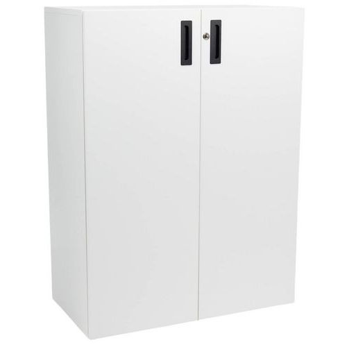 Manutan Expert - Armoire de bureau Misao à portes battantes - Blanc/Chêne - H.123 cm - 1 tablette 32kg - 10 ans garantie