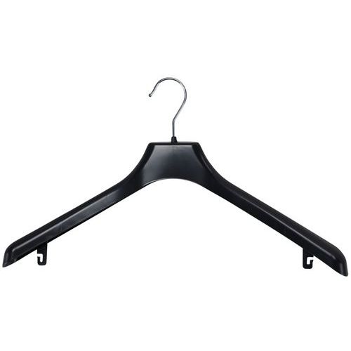 Bunzl - Lot de 10 Cintres SJ45 Noir Mat - 45 cm - Plastique - Sans Barre Pantalon