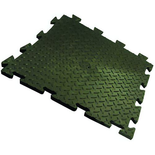 Plastex - Lot de 16 dalles PVC Chex 50x50 cm Noir - Antidérapantes et Recyclées - Usage Intensif