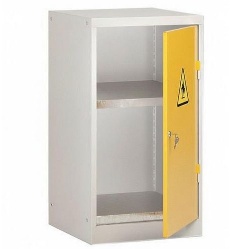 Kind - Armoire de stockage pour produits dangereux - 50L, 18L rétention, 2 tablettes, Acier Gris/Jaune
