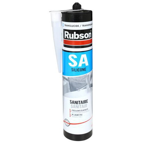 Rubson - Mastic Silicone Sanitaire SA Translucide 0.3L - Anti-moisissure et Étanche - Idéal Salle de Bain