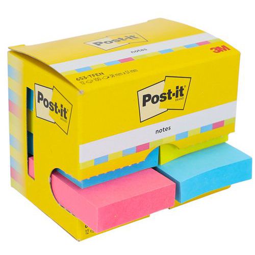 Post-it - Blocs Notes Assortis Energie 38x51mm - 12 Blocs de 100 Feuilles - Idéal Bureau et Organisation