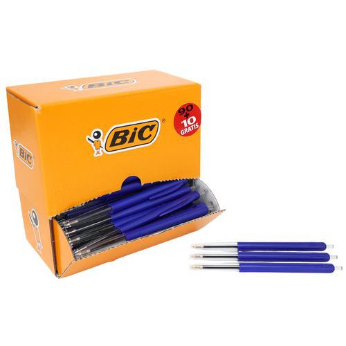 BIC - Stylo bille rétractable M10 bleu - Pointe moyenne - Lot de 100 - Idéal bureau