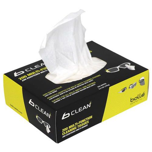 Bolle Safety - Lingettes Nettoyantes pour Lunettes - Boîte de 200 - Nettoyage Efficace et Écologique