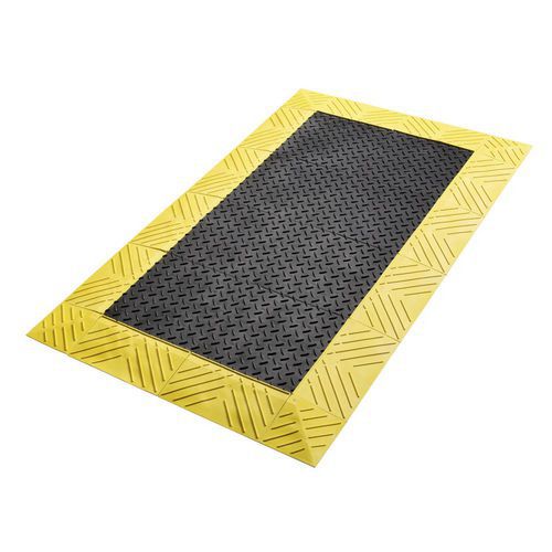 Notrax - Caillebotis Antifatigue Diamond Flek Lok PVC - Noir/Jaune - 107x152cm - Usage Intensif, Résistant Huiles/Graisses