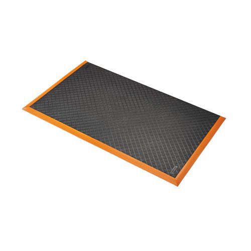 Notrax - Tapis Antifatigue Industriel Stance Solid 649 - 97x163cm Noir/Orange - Nitrile, Très Intensif, Recyclé 30%