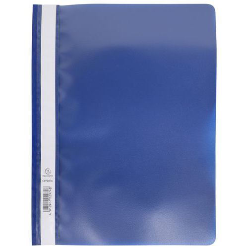 Exacompta - Chemise de présentation A4 à lamelles - Bleu - 100 feuilles - Polypropylène opaque personnalisable