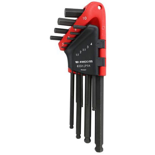 Facom - Jeu de 9 clés mâles Torx 6 pans tête sphérique - Étui - Acier phosphaté - Garantie à vie