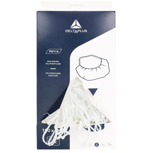 Delta Plus - Boîte 100 protège-mentons blancs - Polypropylène - Taille unique - Confort et hygiène