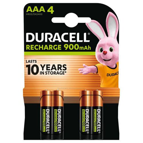 Duracell - 4 Pile rechargeable 900 mAh AAA LR3 - Pack de 4 - Duracell