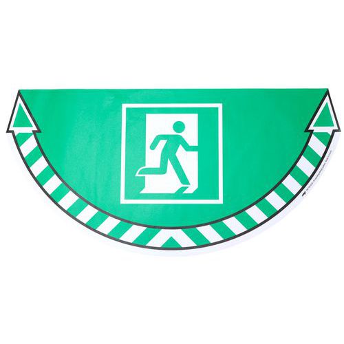 CEP - Autocollant Sol Issue de Secours PVC Vert 700x350mm - Panneau Évacuation Adhésif Durable
