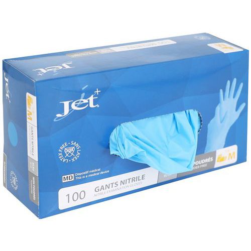 MPH1865 - Gants Nitrile Bleu Non Poudrés Taille M - Usage Alimentaire - Ambidextres - Éco-responsables