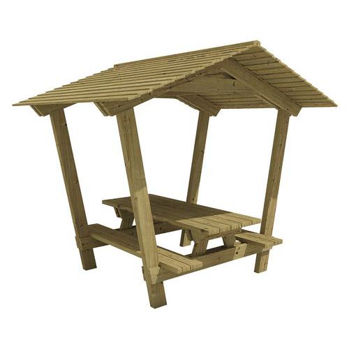Mobextan - Table bancs Stagadon Pin - 260x240x250 cm - 10 places - Éco-responsable PEFC