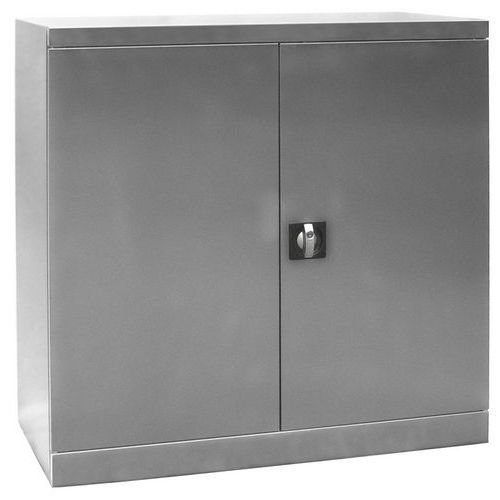 Caray - Armoire Basse Inox 2 Portes 2 Tablettes - 1000x500x1000 mm - Charge 100kg/tablette - Gris