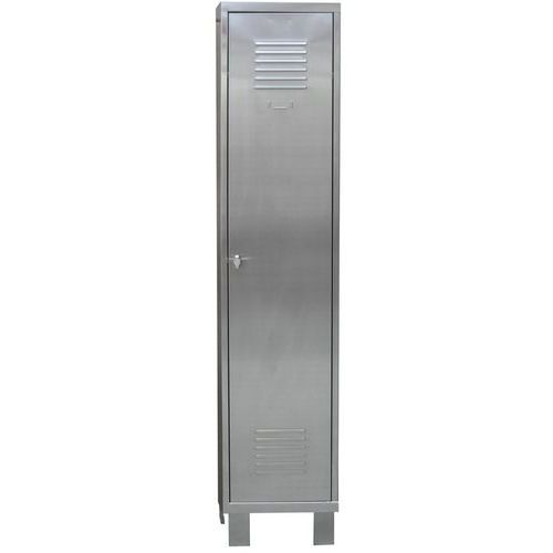 Caray - Vestiaire Inox 1 Colonne - 3 Compartiments - Gris - Fermeture Cadenas - 1940x400x490mm - Industrie Salissante