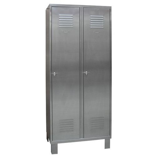 Caray - Vestiaire Inox 2 Colonnes - 3 Compartiments - Gris - Idéal Industrie Salissante