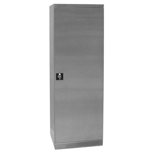 Caray - Armoire Haute Inox 1 Porte - 60x50x180 cm - 4 Tablettes 100kg - Gris - Garantie 3 Ans