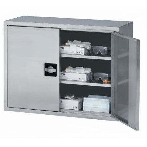 Caray - Armoire Murale Inox 2 Portes 80x35x60cm - 2 Tablettes 100kg - Mobilier d'Atelier Robuste