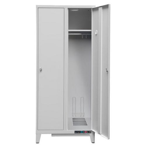 Caray - Vestiaire séchant industriel monocase 2 colonnes 500W - Acier Gris Clair - 2 Portes - 1800x800x490mm - Séchage Rapide 7h